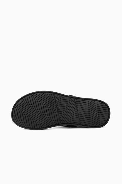 Mens Cross Strap Black Leather Sandals
