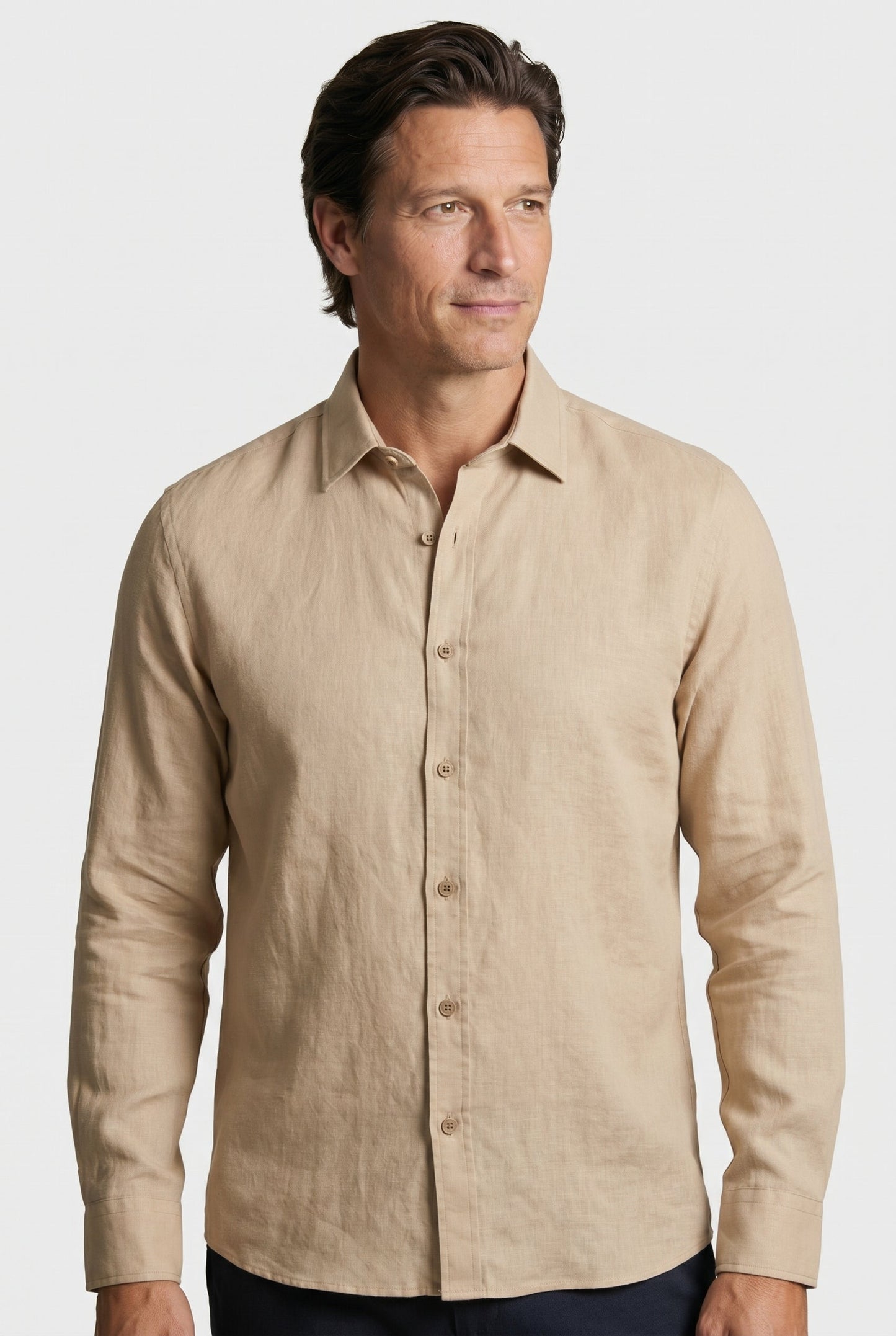 Sand-colored Linen Shirt for Men - Regular Fit in 100% Linen