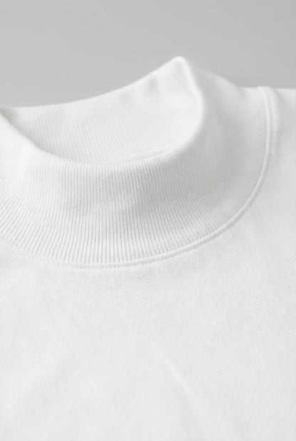 Mens Mock Neck White Knit Tee