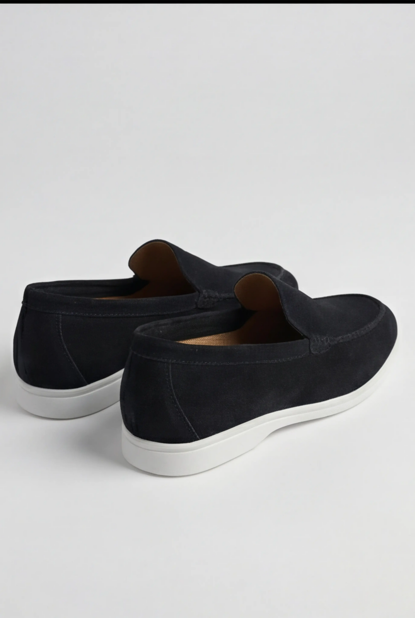 Men's Loafers Black PU Suede – Comfortable Slip-On Shoes for Men