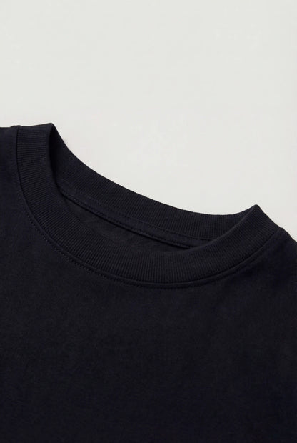 Mens Short Sleeve Black Cotton Blend Tee