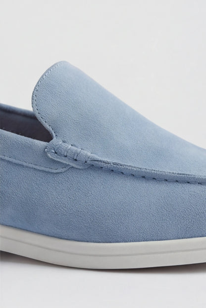 Mens Regular Fit Light Blue Suede Chinos