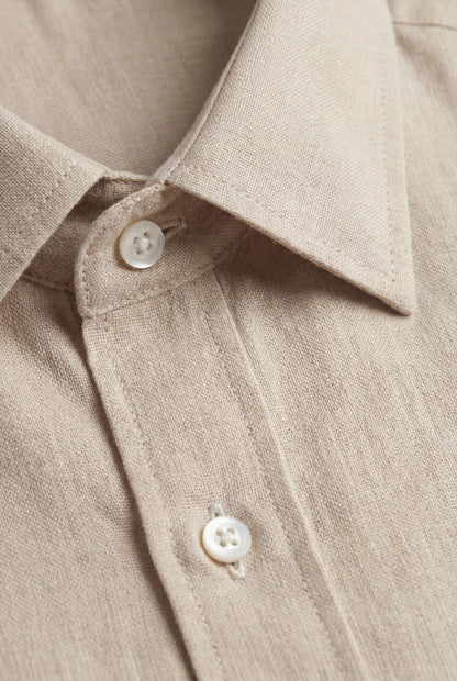 Mens Regular Fit Sand Microfiber Shirt