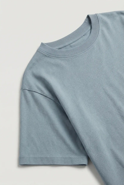 Mens Short Sleeve Mist Blue Cotton Tee