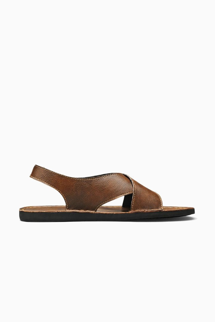 Men's camel leather sandals with cross straps – Comfortable and stylish