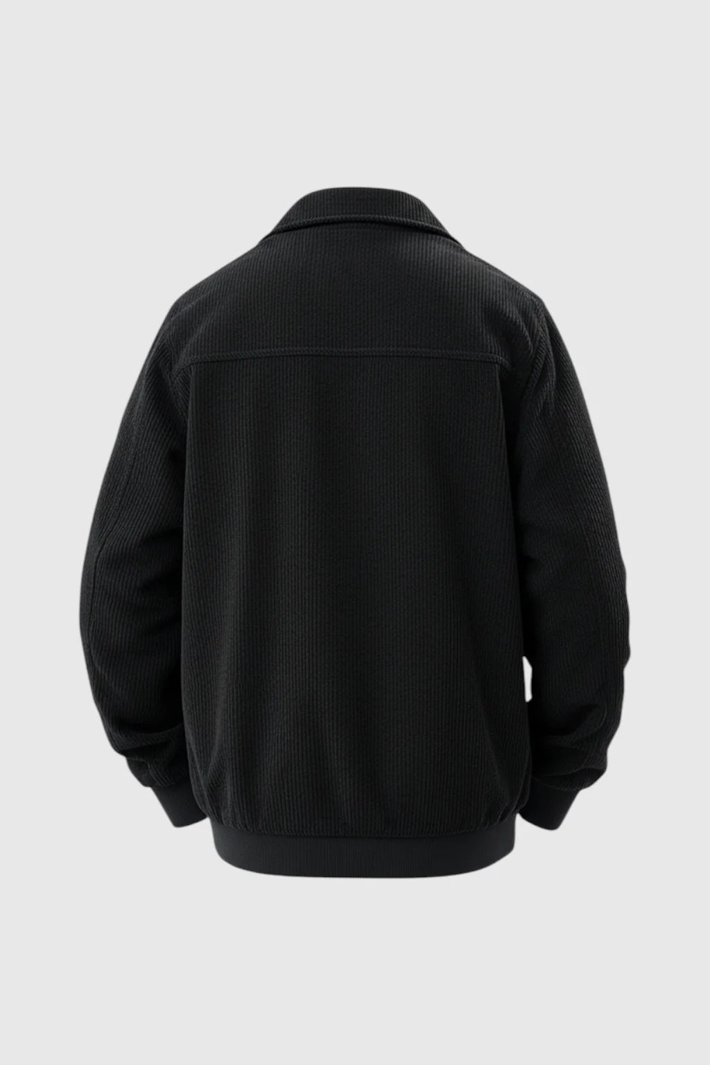 Men's Black Corduroy Jacket with Zipper in Regular Fit - Perfect for Everyday Wear