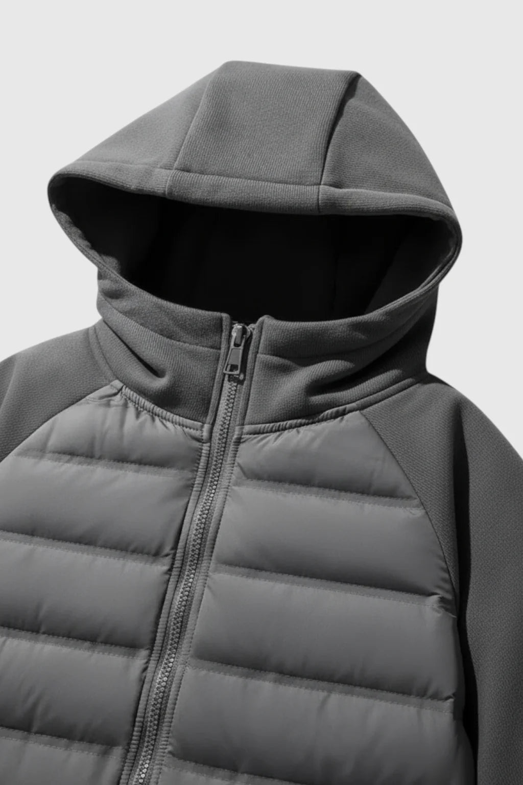 Men's Hoodie Jacket - Charcoal Gray - Knit - Loose Fit Down