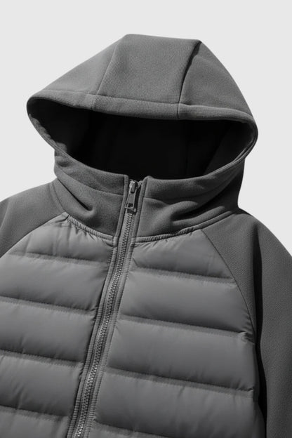 Mens Loose Fit Charcoal Knit Puffer Jacket