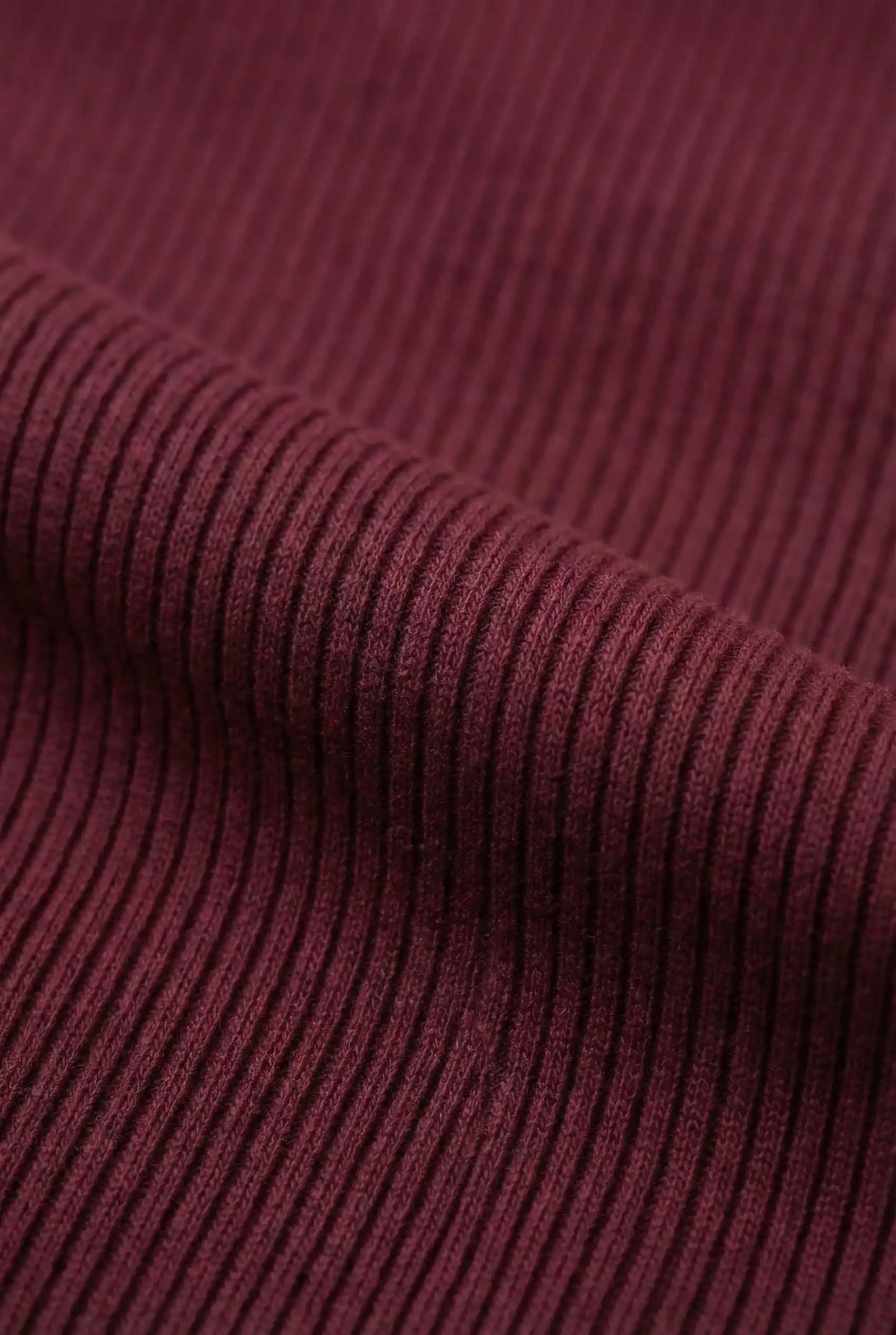 Ribbed T-Shirt for Men - Bordeaux - Knit - Mock Neck Slim Fit