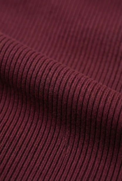 Mens Mock Neck Bordeaux Knit Tee