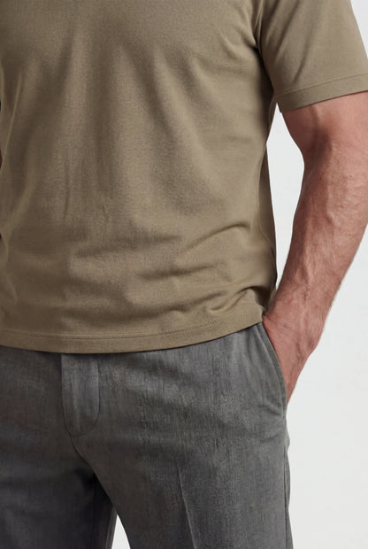 Mens Slim Fit Taupe Cotton Polo