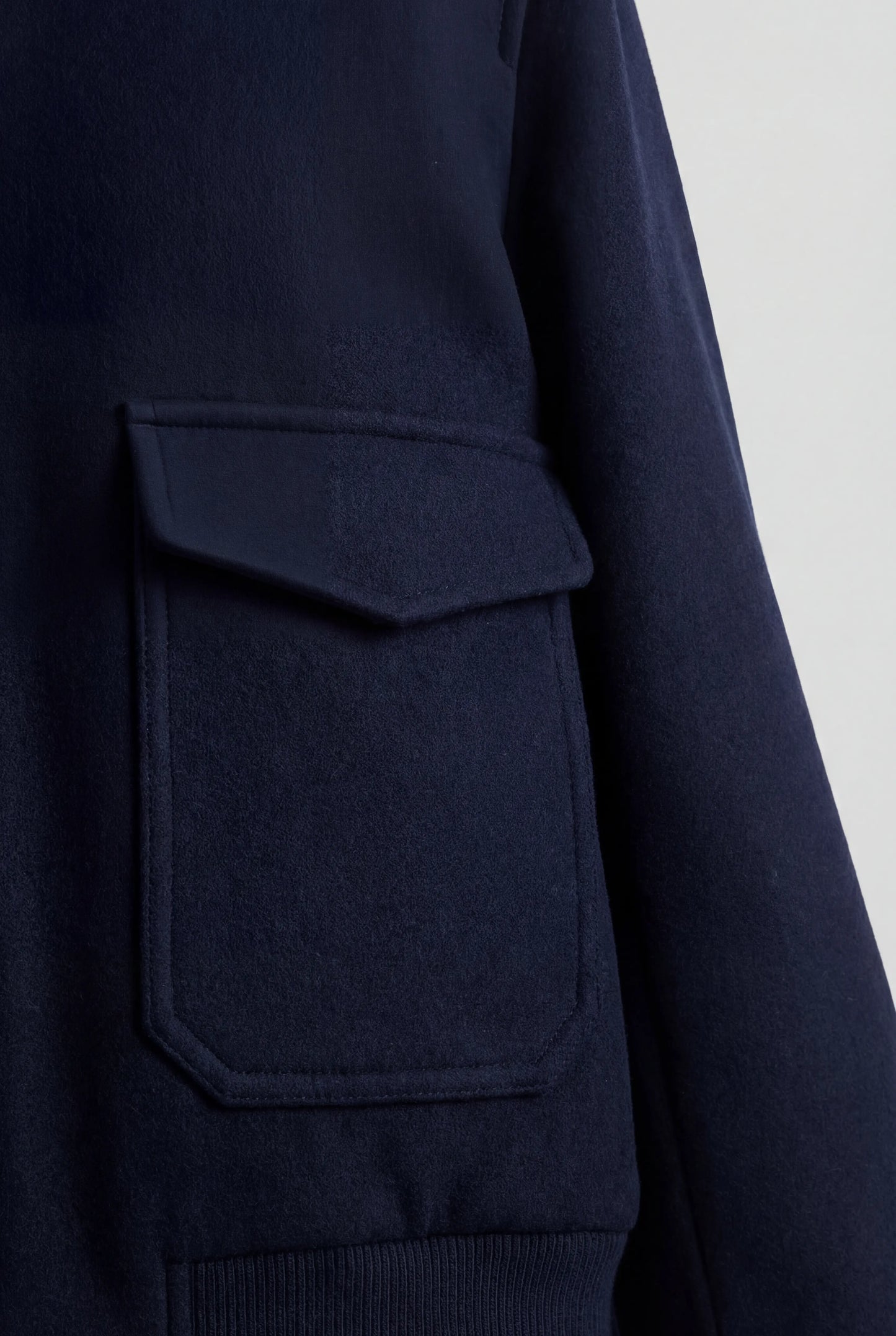 Men's Bomber Jacket - Navy - Premium Textile Fiber - Soft Collar & Zipper