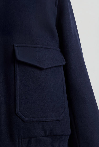 Mens Premium Navy Polyester Bomber Jacket