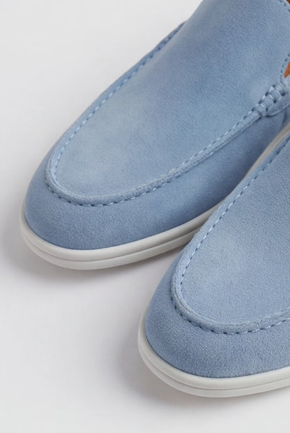 Mens Regular Fit Light Blue Suede Chinos