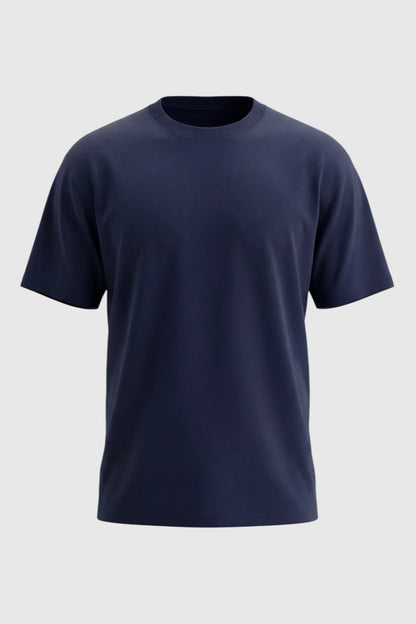 Mens Short Sleeve Navy Blue Cotton Tee