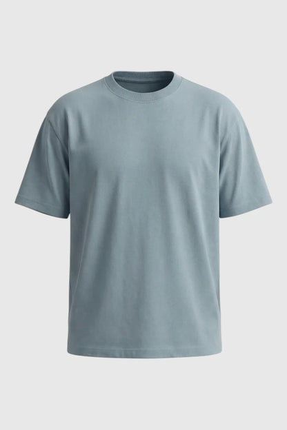 Mens Short Sleeve Mist Blue Cotton Tee