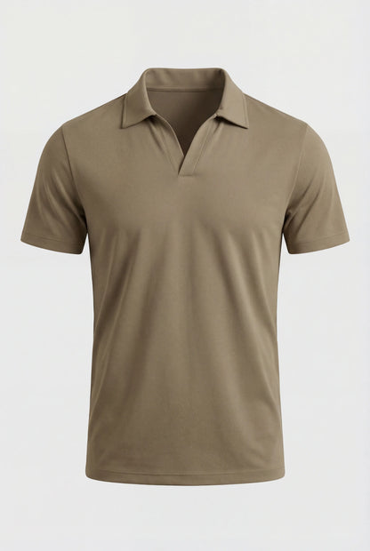 Mens Slim Fit Taupe Cotton Polo