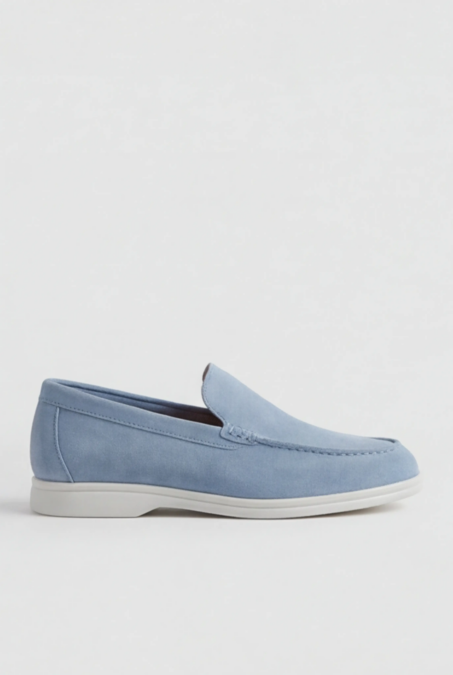 Men's Light Blue Slip-On Loafers in Suede for Everyday Use, Regular Fit