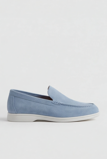 Mens Regular Fit Light Blue Suede Chinos