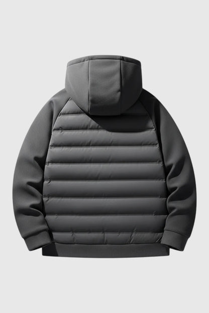 Mens Loose Fit Charcoal Knit Puffer Jacket