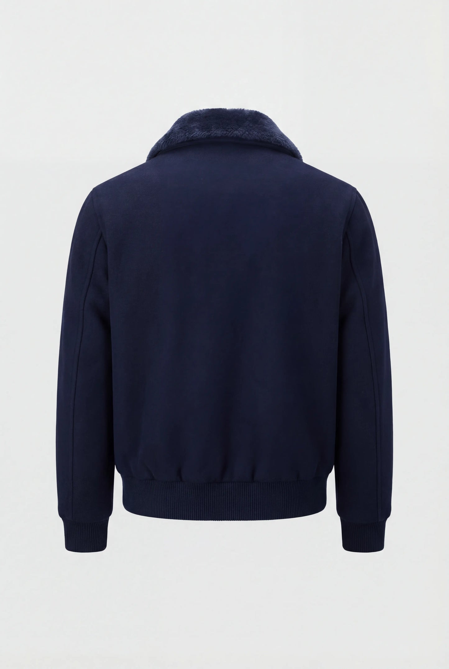 Men's Bomber Jacket - Navy - Premium Textile Fiber - Soft Collar & Zipper