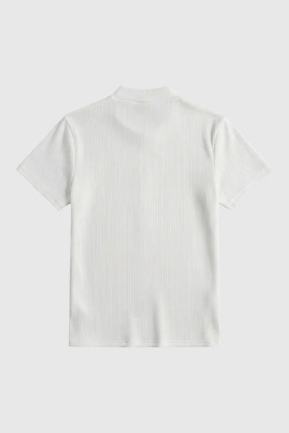 Mens Mock Neck White Knit Tee