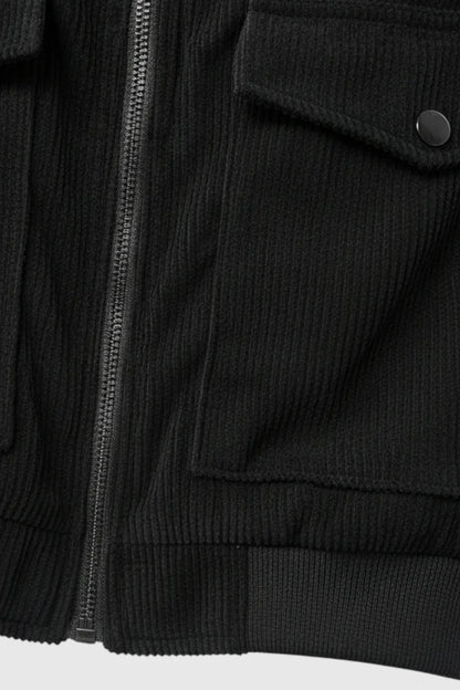 Mens Regular Fit Black Corduroy Jacket