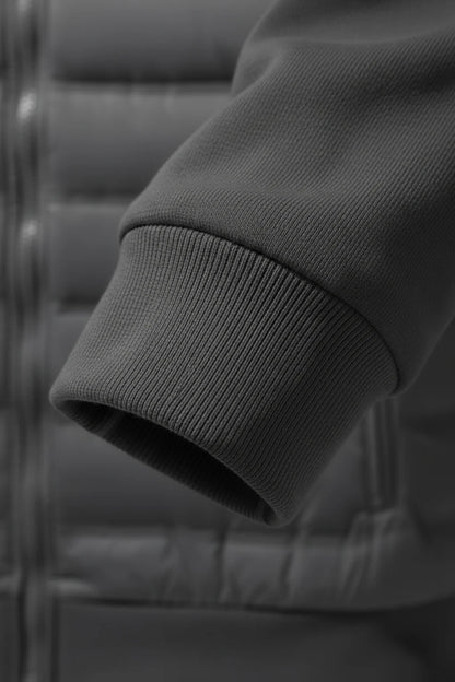 Mens Loose Fit Charcoal Knit Puffer Jacket