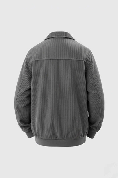 Mens Regular Fit Gray Polyester Corduroy Jacket