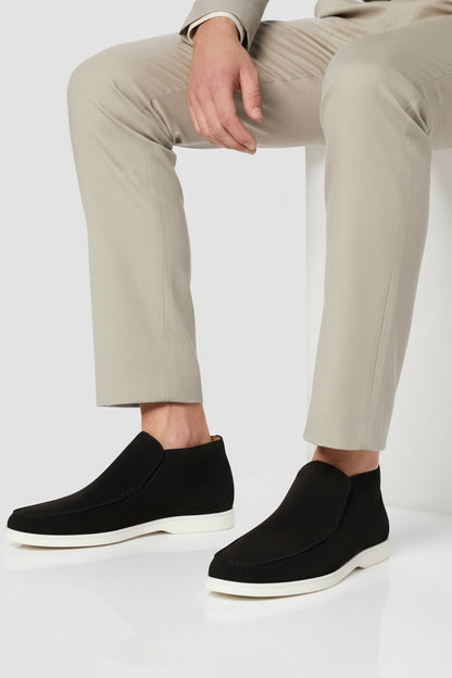 Mens Slip On Dark Blue Suede Loafers