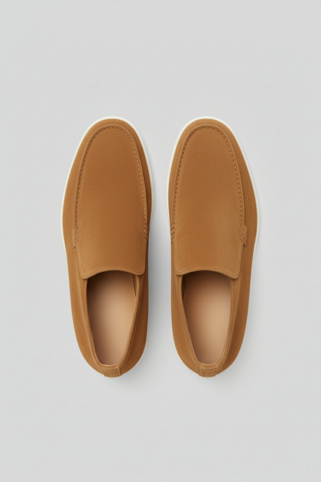 Men's Brown Suede Loafers – Comfortable Slip-on Shoes in Genuine Suede, Size 43