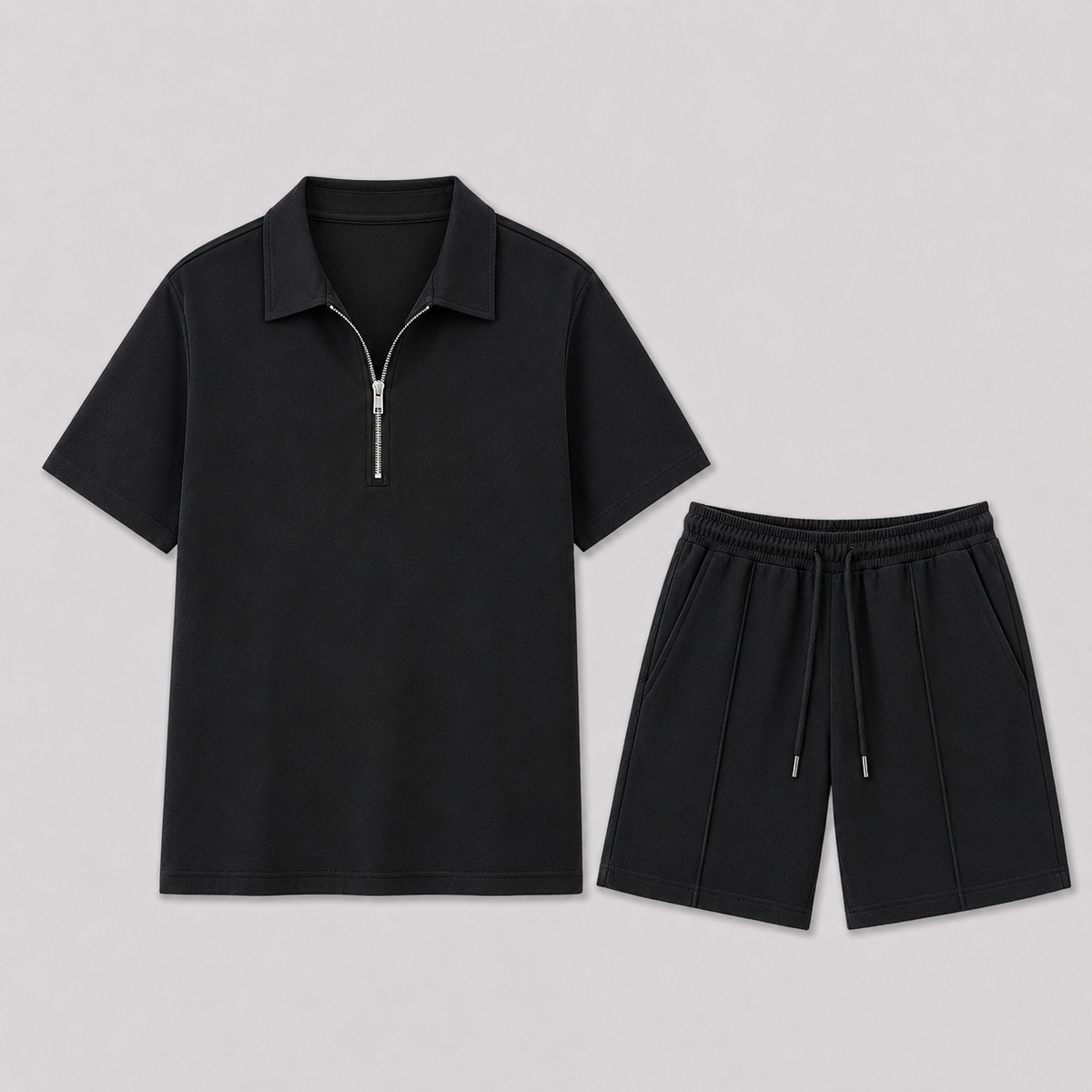 Men's Zip Polo and Shorts Summer Set – Smart Casual