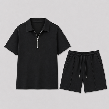 Men's Zip Polo and Shorts Summer Set – Smart Casual