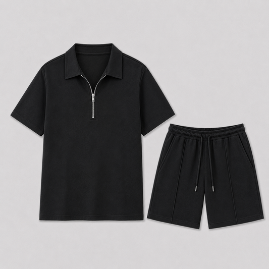 Men's Zip Polo and Shorts Summer Set – Smart Casual