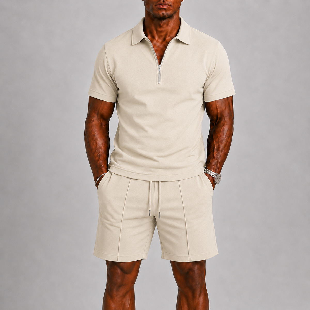 Men's Zip Polo and Shorts Summer Set – Smart Casual
