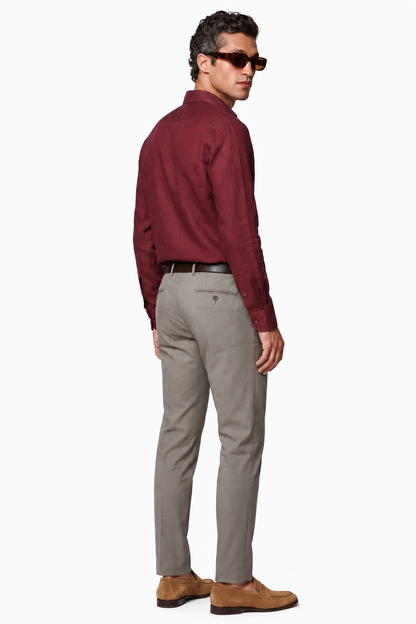 Mens Regular Fit Bordeaux Microfiber Shirt