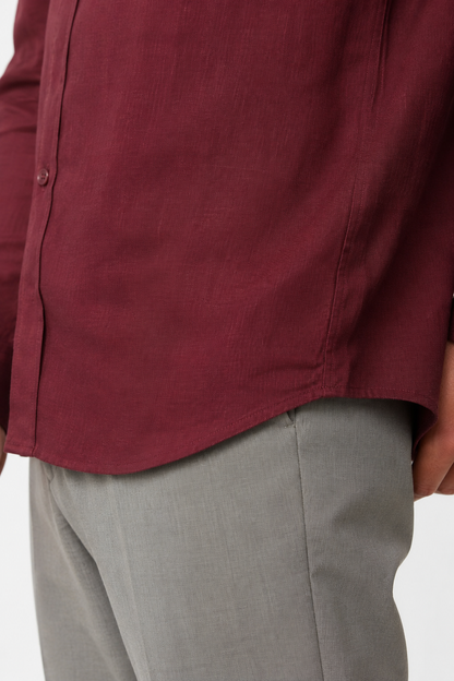 Mens Regular Fit Bordeaux Microfiber Shirt