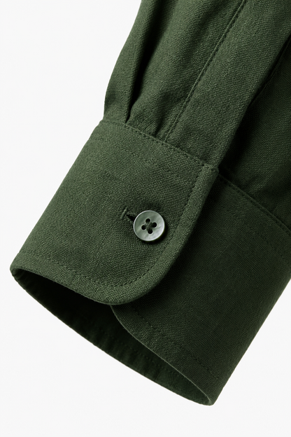 Mens Regular Fit Dark Green Microfiber Shirt