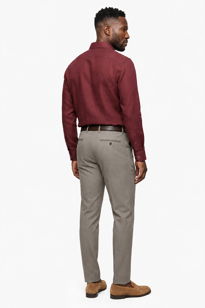 Mens Regular Fit Bordeaux Microfiber Shirt