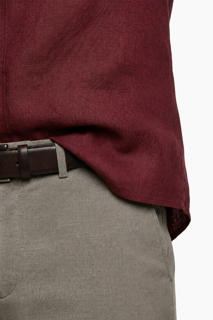 Mens Regular Fit Bordeaux Microfiber Shirt