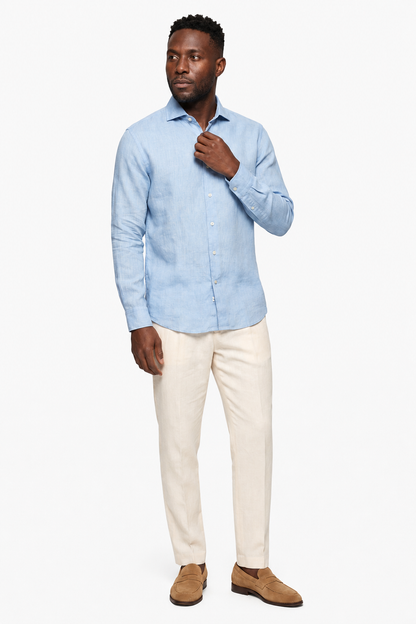 Mens Regular Fit Light Blue Polyester Shirt