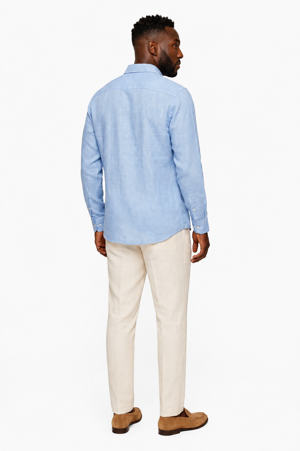 Men's Shirt: Light Blue Regular Fit in Premium Polyester