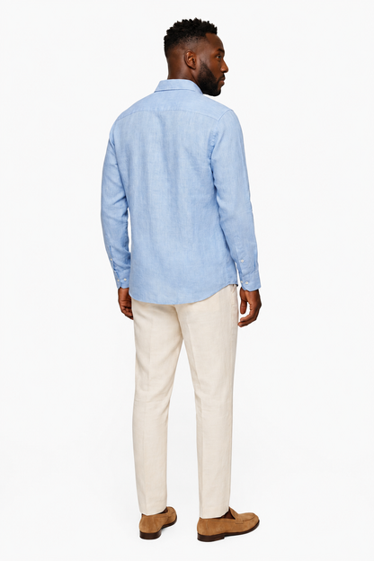 Mens Regular Fit Light Blue Polyester Shirt