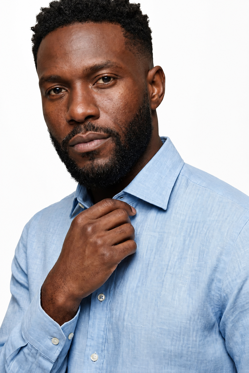 Men's Shirt: Light Blue Regular Fit in Premium Polyester