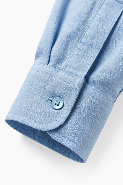 Mens Regular Fit Light Blue Polyester Shirt