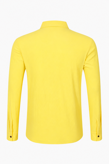 Mens Regular Fit Light Yellow Linen Shirt