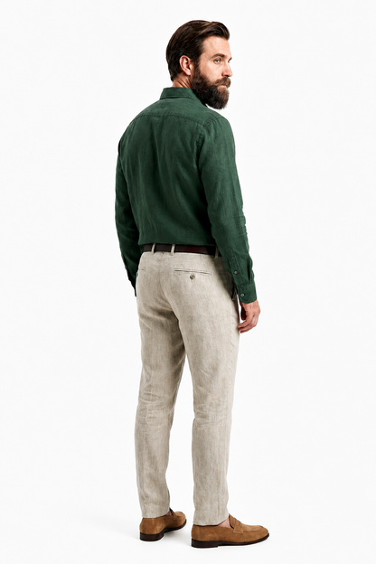 Mens Regular Fit Dark Green Microfiber Shirt