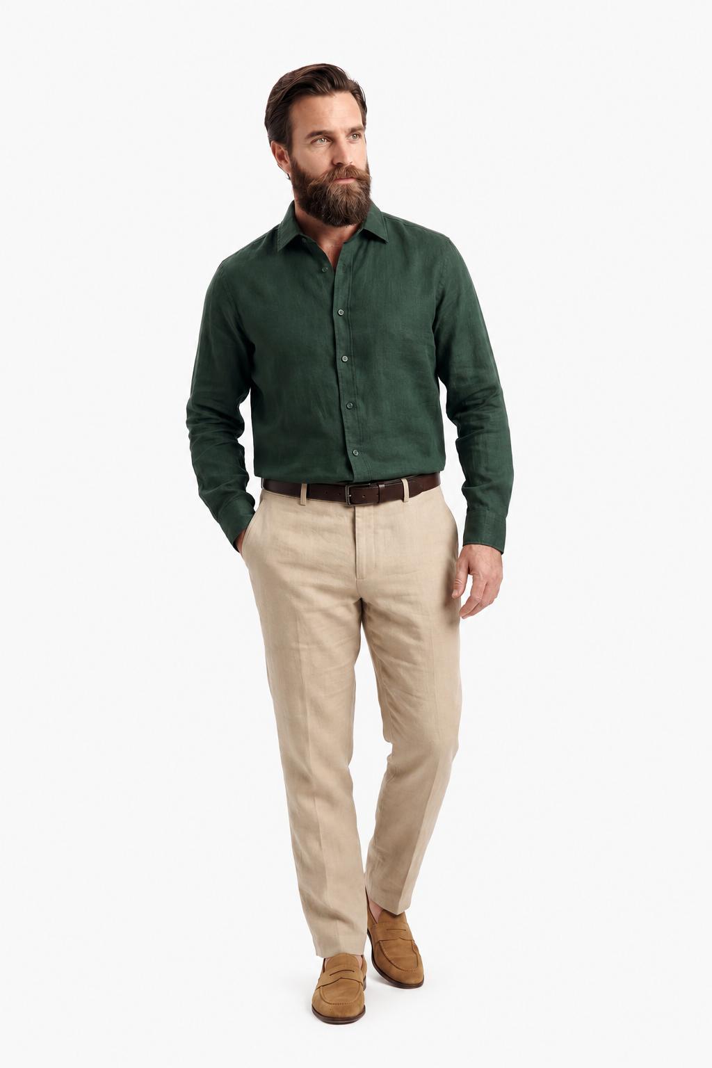 Dark Green Shirt for Men – Regular Fit, Breathable & Stylish Summer Shirt
