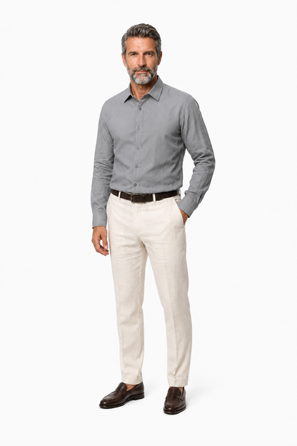 Mens Regular Fit Anthracite Linen Shirt
