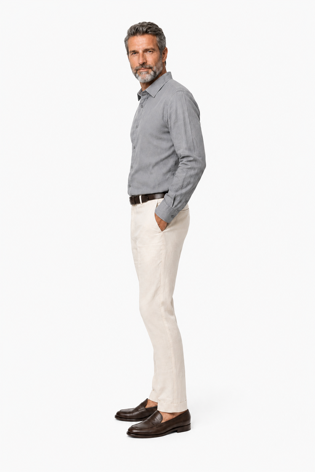Men's Linen Shirt - Anthracite - Linen - Regular Fit